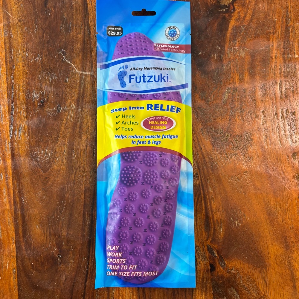 Futzuki All-Day Massaging Insoles Purple Womens Size 4-12 Trim To Fit FUISW NEW